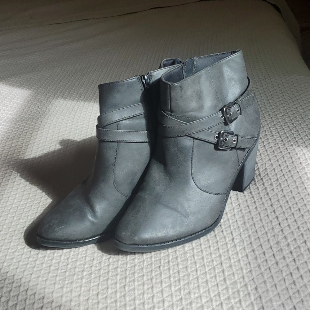 Black buckle ankle boots size 10